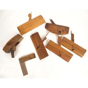 Lot outils menuisier ébéniste bois équerre 6 rabots signés fin XIXè siècle