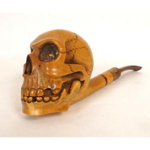 Pipe buis sculpté Vanité crâne Paul Lanier St-Claude collection Guyot XXème