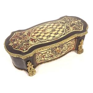 Boîte à gants coffret bijoux marqueterie Boulle laiton Napoléon III XIXème