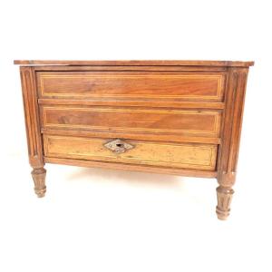 Coffret à bijoux commode de maîtrise miniature noyer colonnes fin XVIIIè