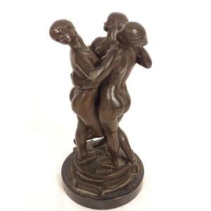 Sculpture bronze Antoine-Louis Barye Les Trois Grâces marbre XIXème siècle