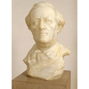 Alabaster Sculpture, Bust Of Composer Wagner, Raphael Nannini, Italy, Early 20th Century