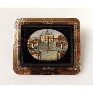 Micro-mosaic Brooch, St. Peter's Square, Rome, Vatican City, Italy, Grand Tour, 19th Century