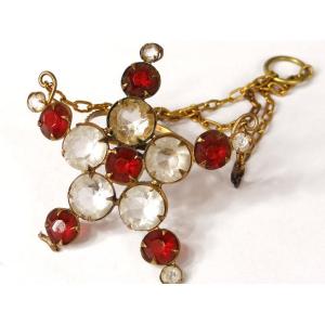 Star Candle Decoration Gilded Brass Rhinestone Church 19th Century