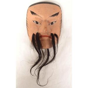Noh Mask Polychrome Theater Man Spirit God Gigaku Edo Japan 19th Century