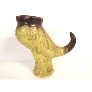 Pichet zoomorphe céramique Célestin Vaser Poterie Foulon Séez vintage XXème