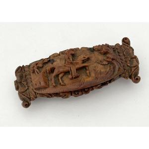 Corozo Snuffbox: Hunter, Horseman, Rifleman, Horse, Sailor, Convict—19th Century