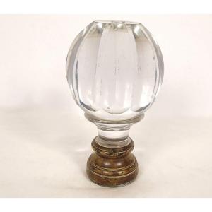 Baccarat Cut Crystal Staircase Orb With Gilded Brass, 19th-century Decorative Piece