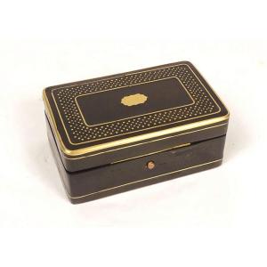 Petite boîte coffret bois noirci laiton doré Napoléon III XIXème siècle