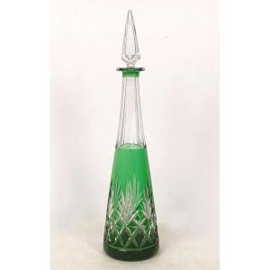 Carafe cristal taillé Saint-Louis couleur verte modèle Massenet XXè siècle