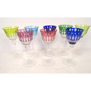 8 verres à vin Rhin Roemers cristal Saint-Louis couleur modèle Tommy XXème