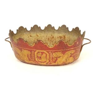 Empire-style Glass-topped Cooler Made Of Painted Sheet Metal With Griffins And Winged Lions, Early 19th Century