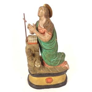 Santibelli provençal Ste Marie Madeleine pénitente Vanité terre cuite XIXè