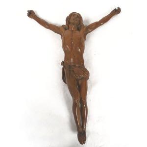 Large, Life-size, Carved Boxwood Crucifix Of The Living Christ, Corpus Christi, 47 Cm, Late 18th Century