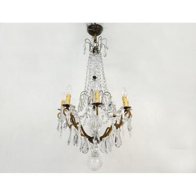 Chandelier 8 Lights Bronze Crystal Cut Tassels Garlands Suspension Nineteenth