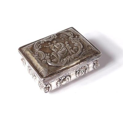 Small Box Sterling Silver Netherlands Woman Antique Children Peacocks Vache Nineteenth