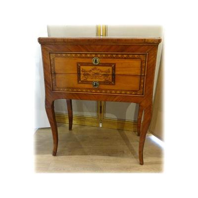 Petite Commode Italienne Marqueterie Bois Rose Phoenix Oiseaux XVIIIè Siècle