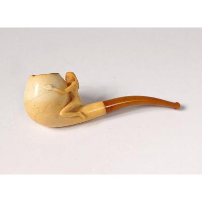 Pipe Ancienne écume de Mer Ambre Sculpté Femme Nue Erotica érotique XIXème