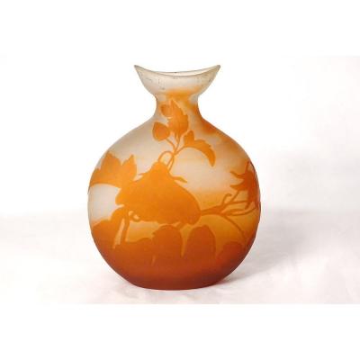 Vase Gourd Glass Paste Emile Gallé Flowers Bindweed Art Nouveau XIXth