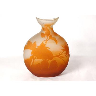 Vase Gourde Pâte de Verre Emile Gallé Fleurs Liseron Art Nouveau XIXème