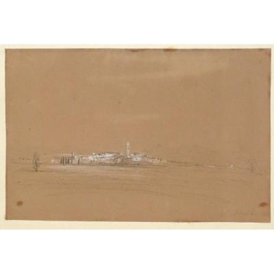 Drawings Théodore Gudin Landscape Fréjus Church Campaign Mediterranean XIXth