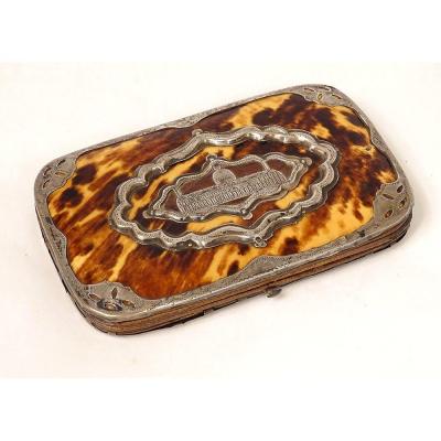 Tortoiseshell Cigarette Case Sterling Silver Netherlands Palace Dome Nineteenth