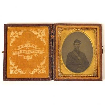 Daguerreotype Photograph Soldier Union Civil War Anson Broadway Ny 19th