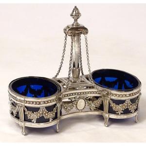 Saleron Double Louis XVI Salt Shaker Sterling Silver Farmers General XVIII