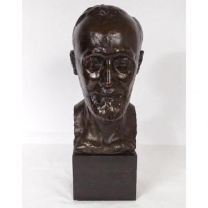 Bronze Bust Sculpture Man Founder Head Bisceglia Lost Wax Nineteenth Century