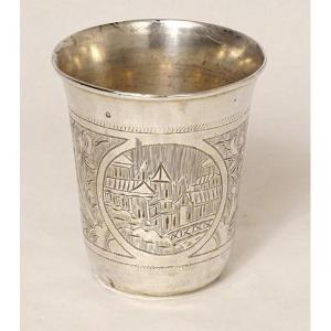 Russian Sterling Silver Vodka Goblet Moscow Monuments Foliage 62gr Nineteenth