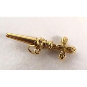 Clé Clef de Montre Or Massif 18 Carats Croix PB 1,32gr XIXème Siècle