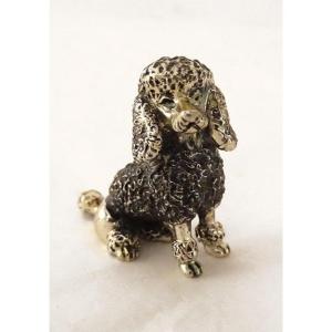 Petite Sculpture Argent Massif Chien Caniche Assis 21,98gr XXème Siècle