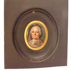 Miniature Peinte Portrait Homme Noble Aristocrate Gentilhomme Fin XVIIIème