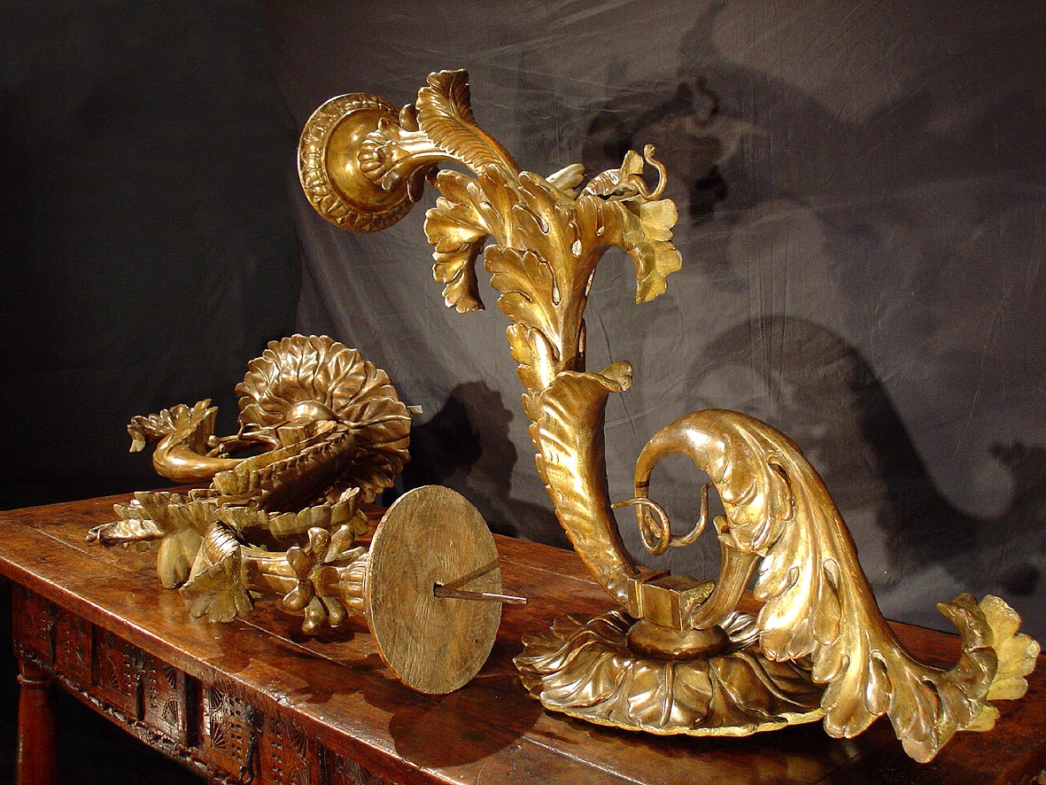  Pair Of Large 17th C Italian Sconces-photo-3