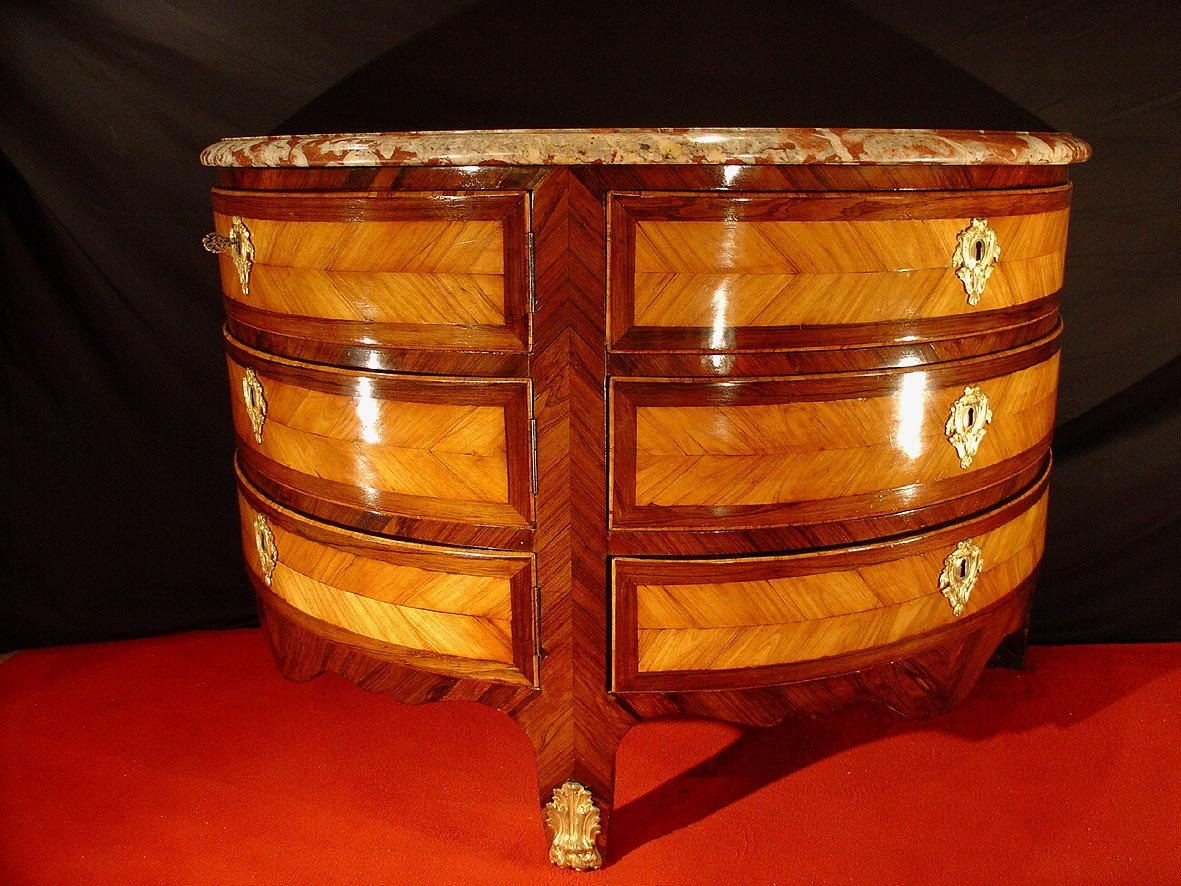 18th C  French Regence  Half Moon Commode