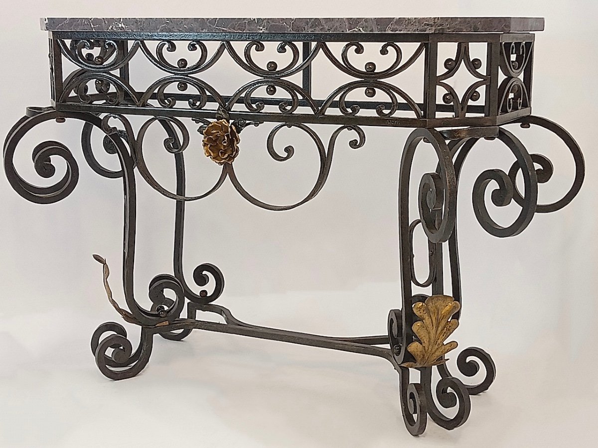 Large Iron Console, Signed P. Rose-photo-4