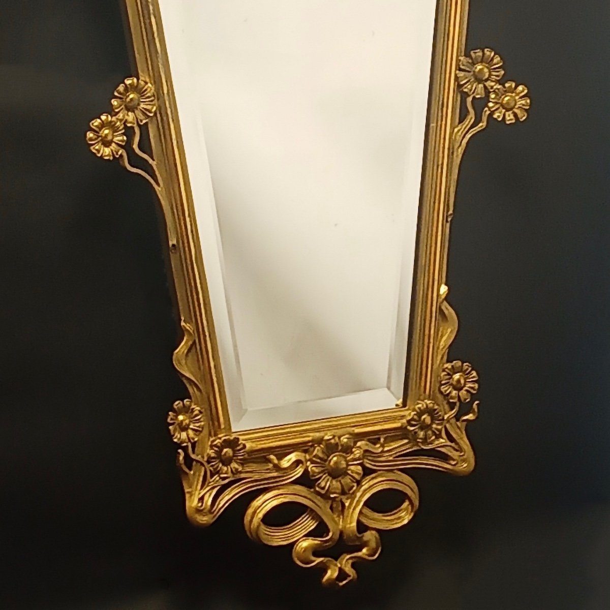 Art Nouveau / Art Deco Golden Mirror Circa 1910-photo-3