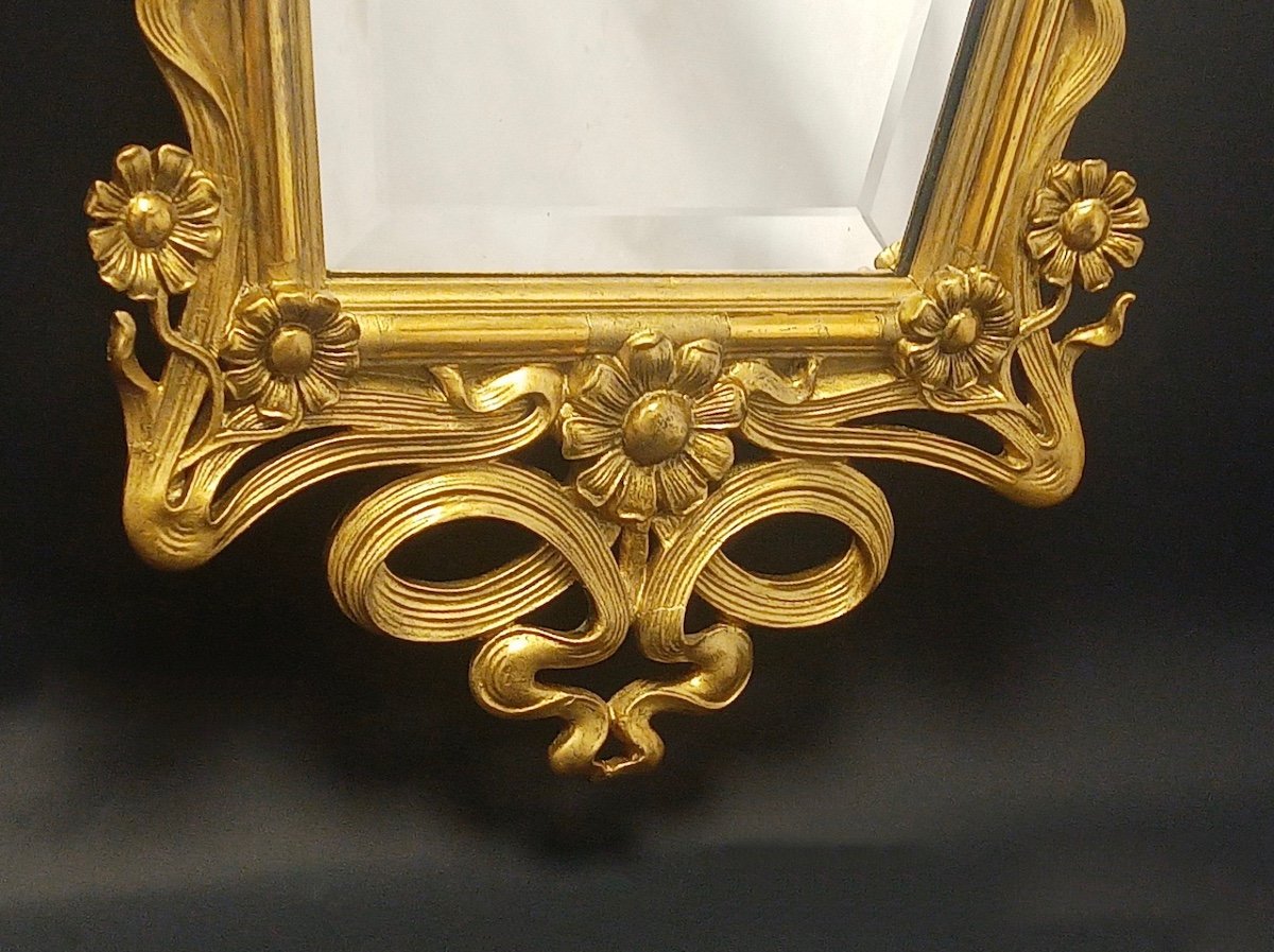 Art Nouveau / Art Deco Golden Mirror Circa 1910-photo-1