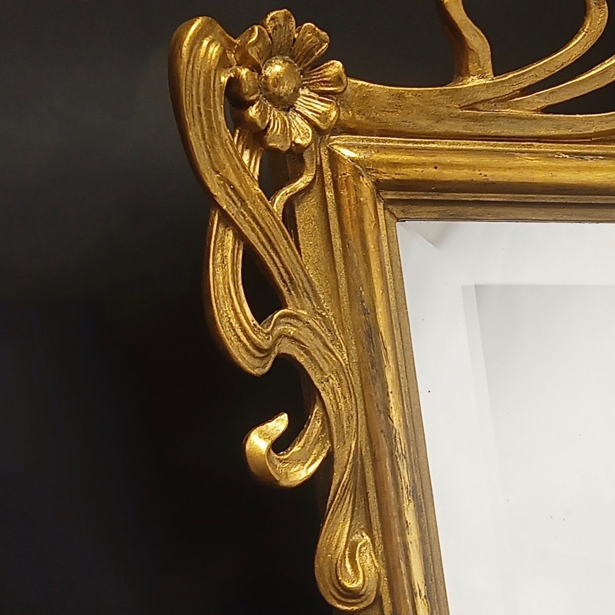 Art Nouveau / Art Deco Golden Mirror Circa 1910-photo-2