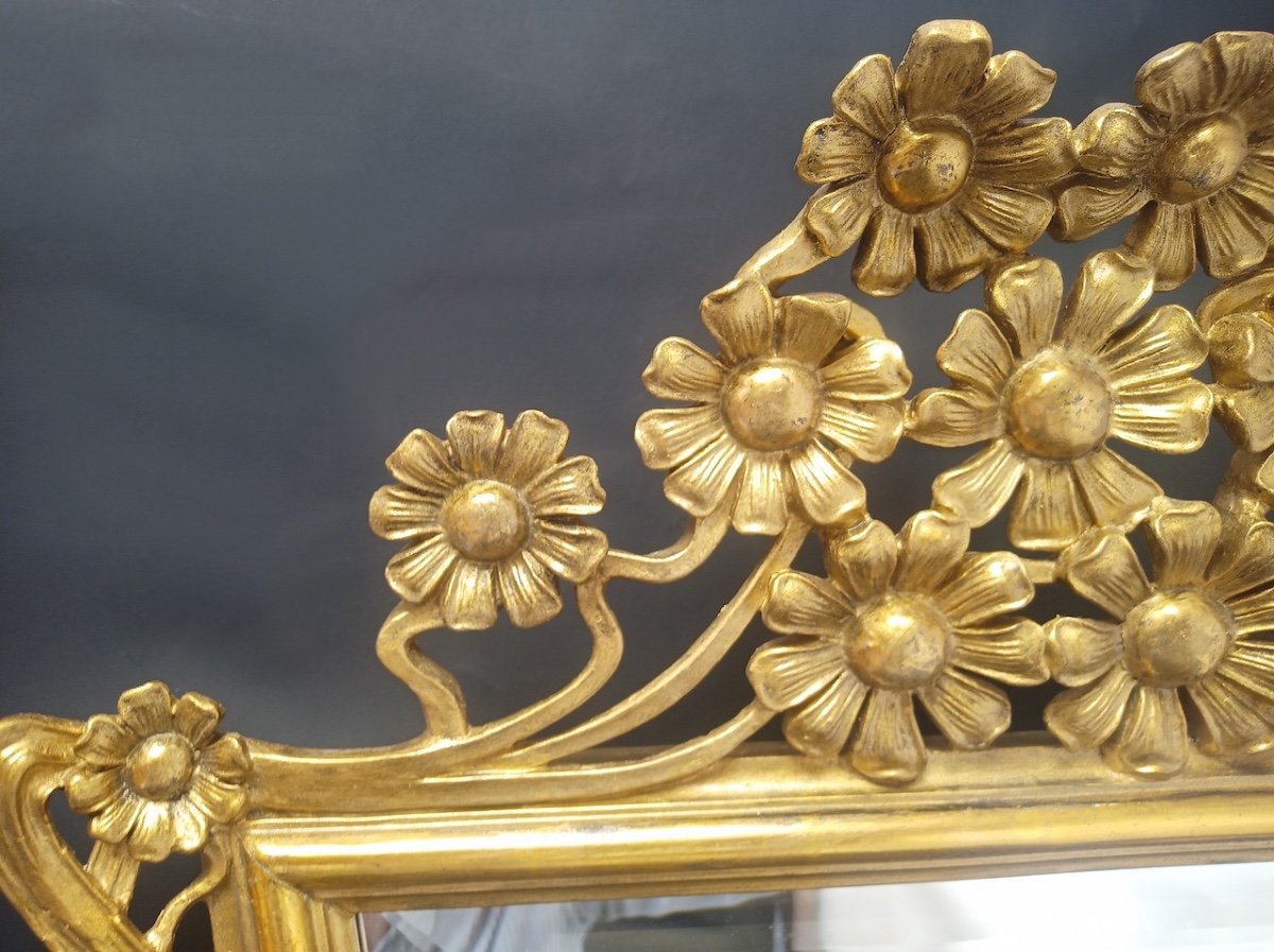 Art Nouveau / Art Deco Golden Mirror Circa 1910-photo-5