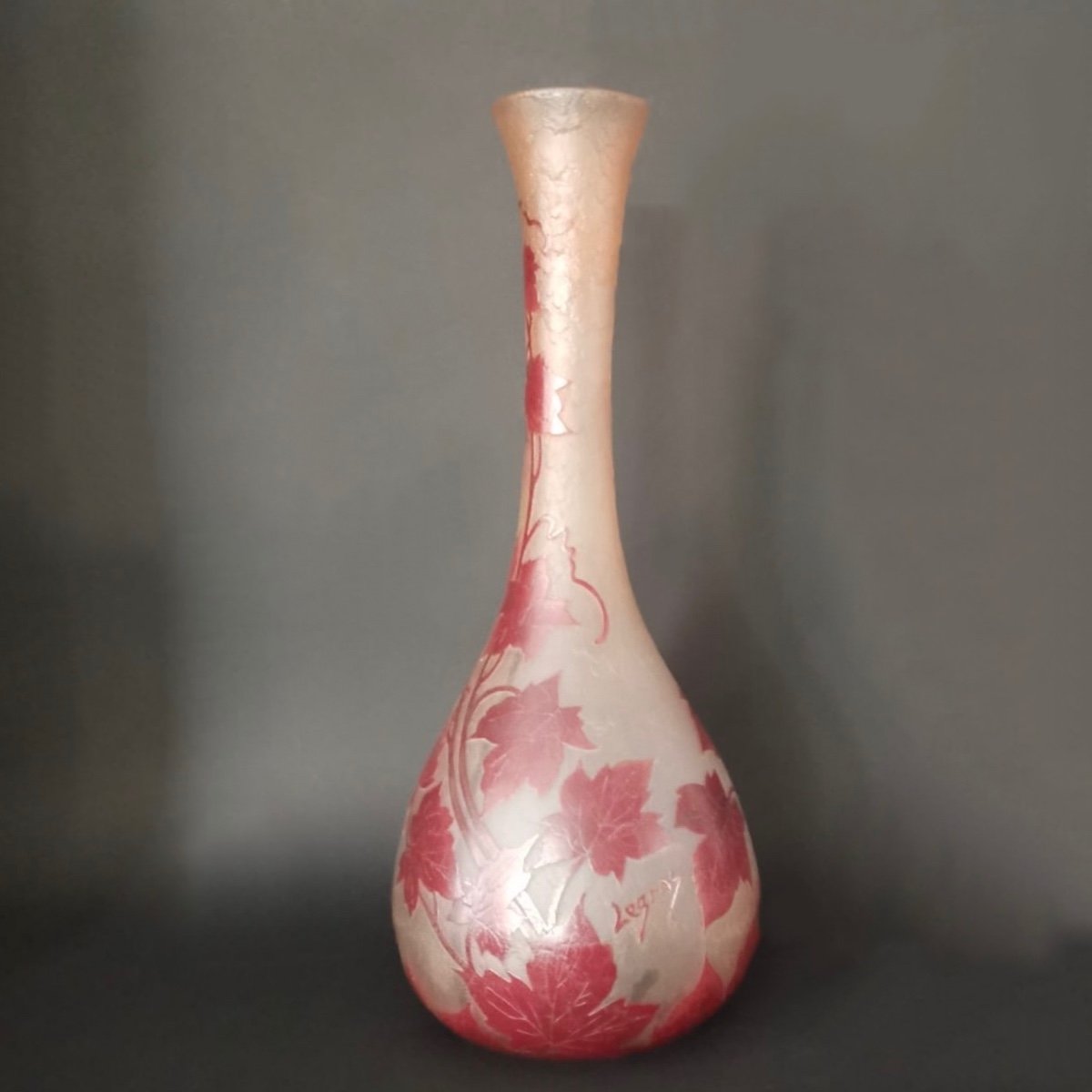 Vase Art Déco "legras" Feuilles De Vigne-photo-3