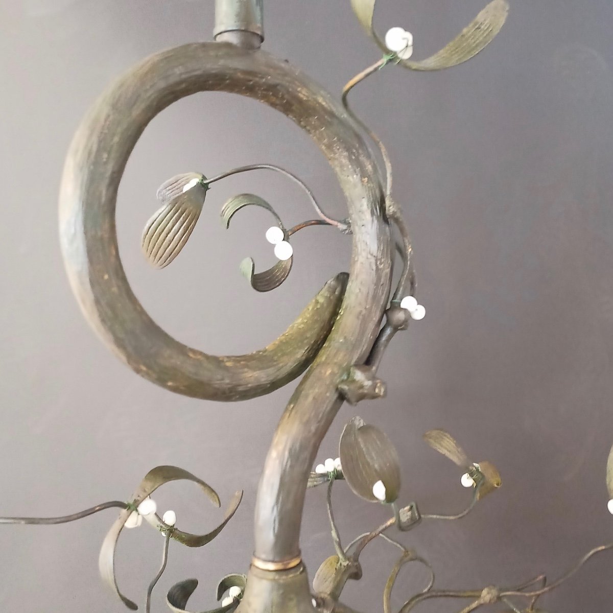 "Lustre En Boulle de Gui " Art Nouveau, France Vers 1900-1920-photo-3
