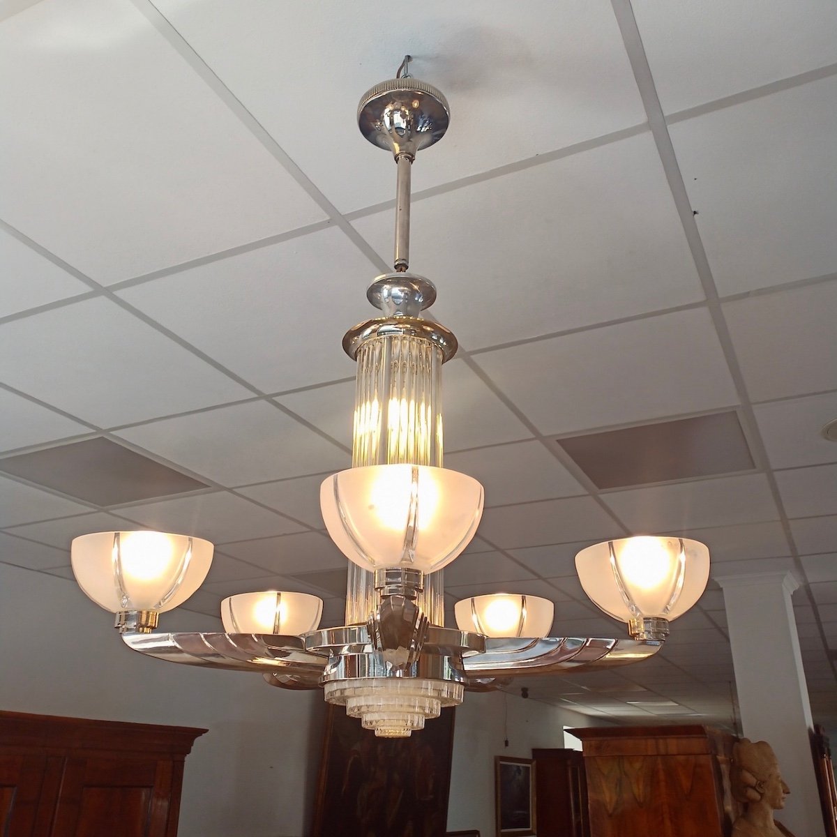  Art Deco Ceiling Light, France Circa 1930, "atelier Petitot", Model 1475-photo-2