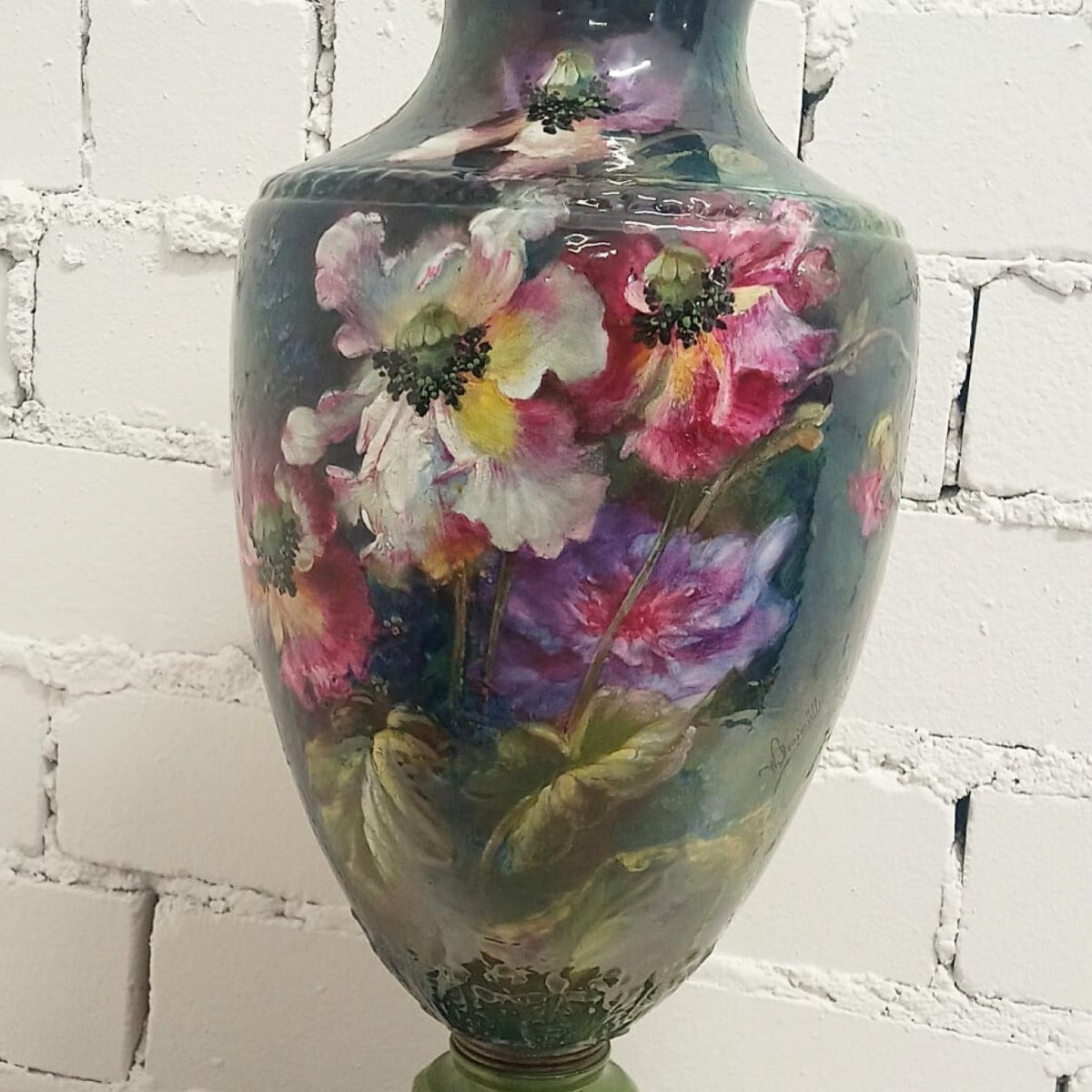 Grand vase à couvercle Art Nouveau par F. A. Mehlem, Bonn – vers 1900  – signé W. Dreimüller -photo-2