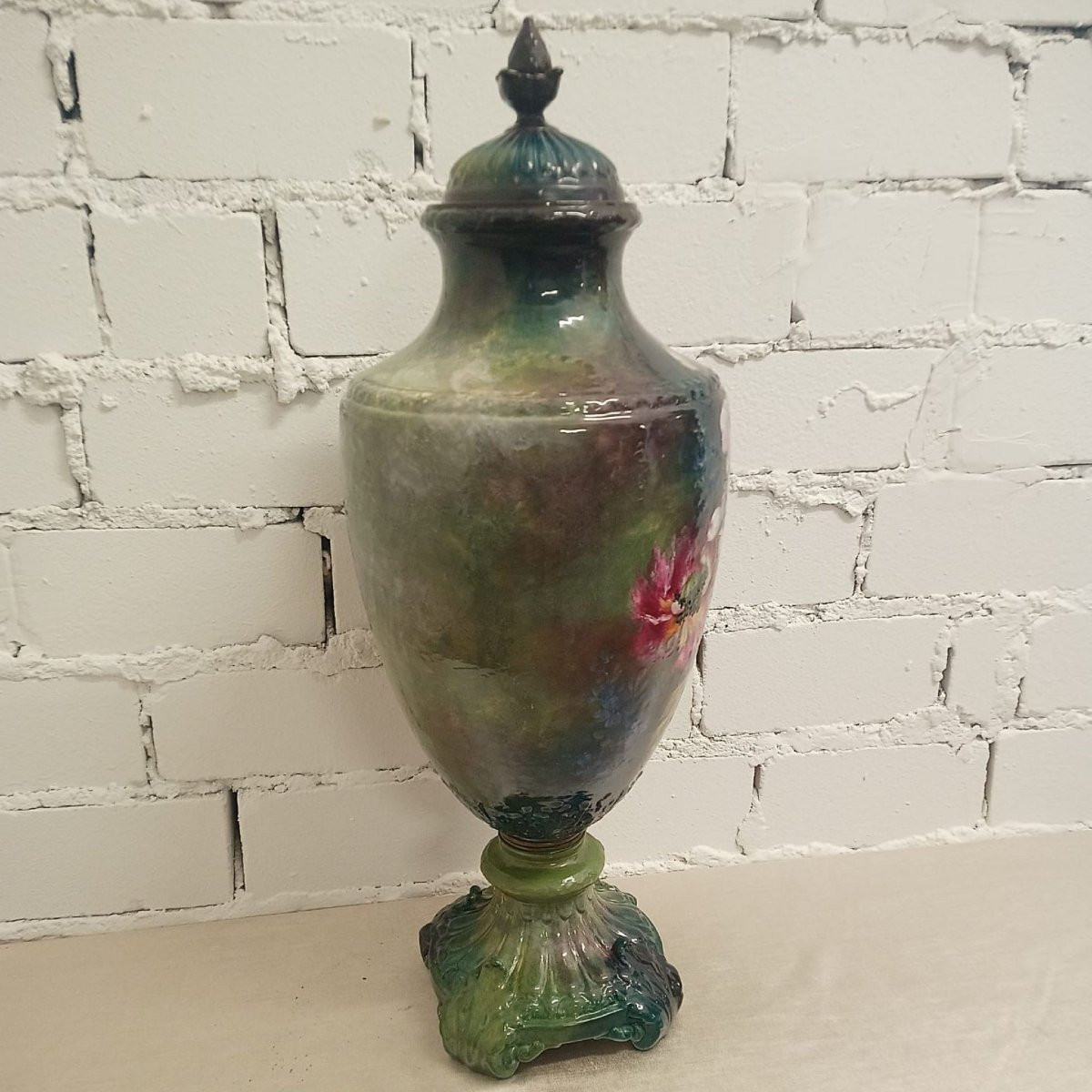 Grand vase à couvercle Art Nouveau par F. A. Mehlem, Bonn – vers 1900  – signé W. Dreimüller -photo-3