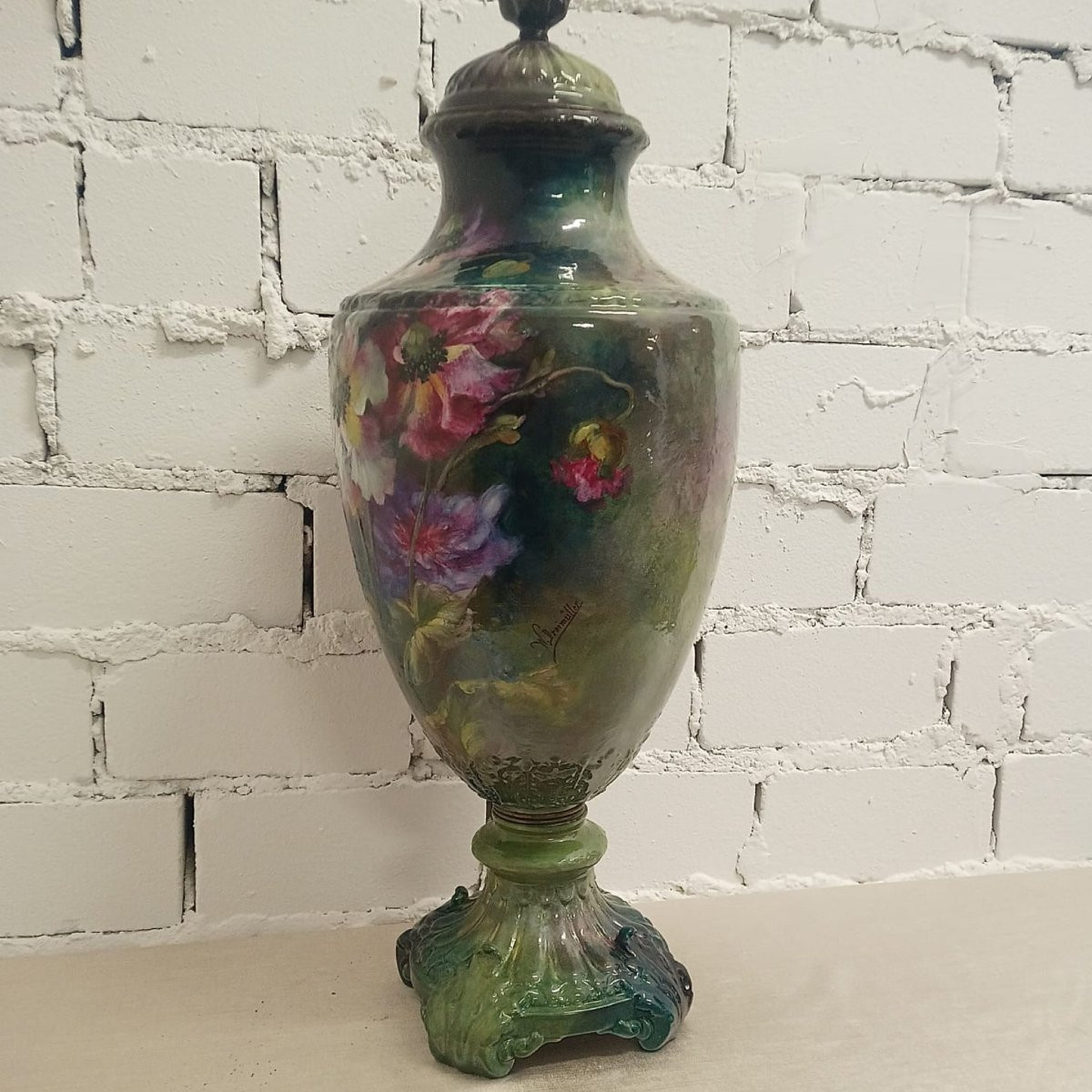 Grand vase à couvercle Art Nouveau par F. A. Mehlem, Bonn – vers 1900  – signé W. Dreimüller -photo-5