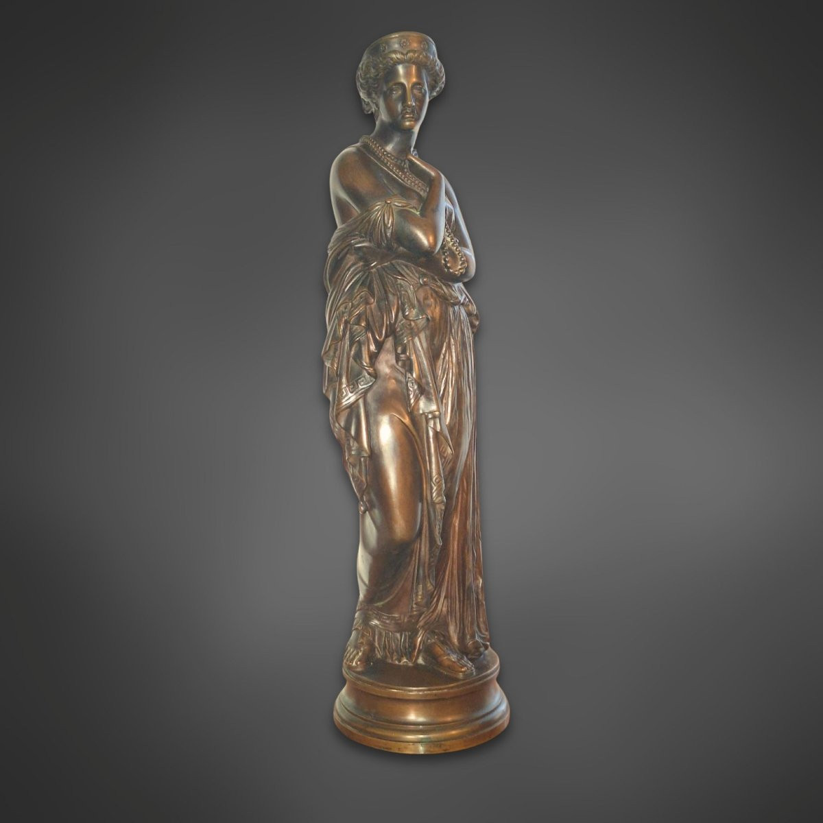 "helen Of Troy" – Patinated Bronze, By Jean-baptiste Clesinger, Mid-19th Century-photo-2