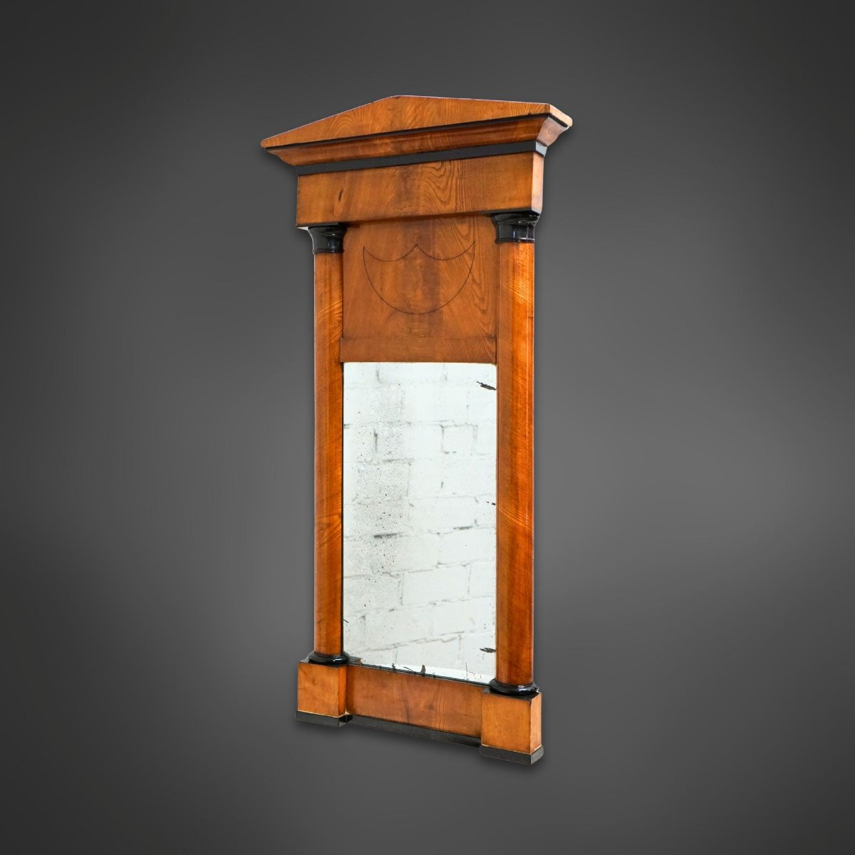 Biedermeier Mirror With Half-columns – Original Circa 1820/30-photo-2