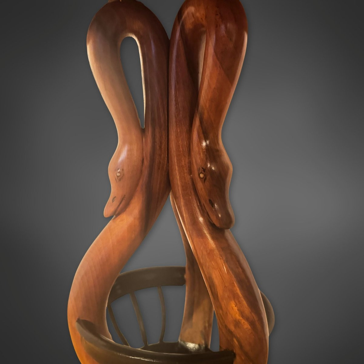 Biedermeier Walnut Side Table Decorated With Swans - Germany, Circa 1820-photo-2