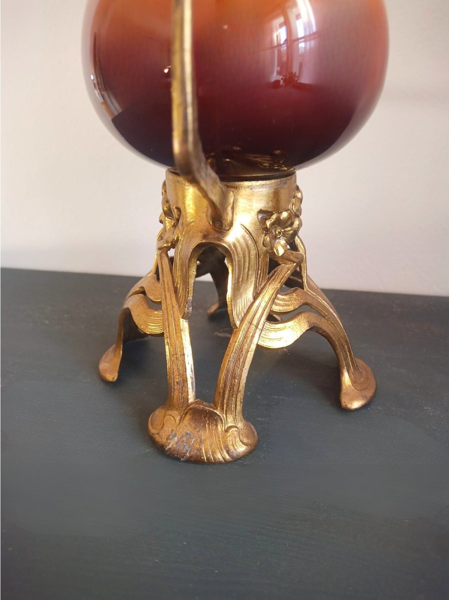 Paire de Vase en céramique Art nouveau Française avec monture en métal, vers 1900-1910, -photo-5